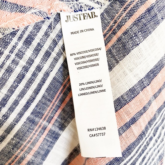 NWT JustFab Striped Sleeveless Linen Fit & Flare Dress in Size Medium - Picture 6 of 11